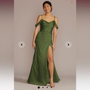 David’s Bridal GALINA SIGNATURE
charmeuse cowl/ Martini Olive